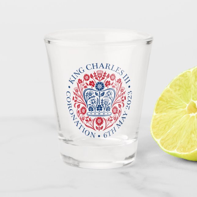 King Charles III coronation official design Shot Glass (Front)