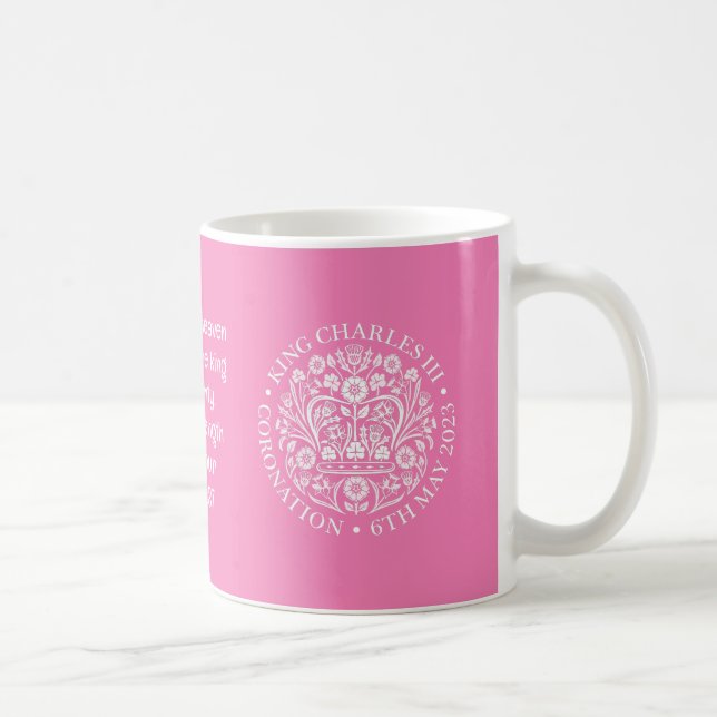KING CHARLES III CORONATION Pink Memorabilia Coffee Mug (Right)