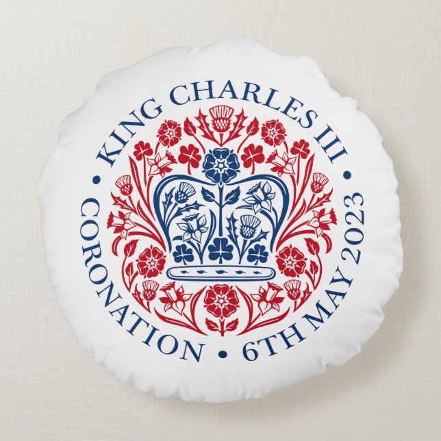 King Charles III Coronation Round Pillow (Back)