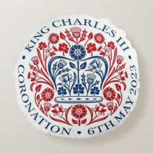 King Charles III Coronation Round Pillow