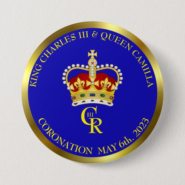 KIng Charles III Coronation Souvenir 3 Inch Round Button (Front)