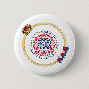 King Charles III Crown Coronation Badge 2 Inch Round Button