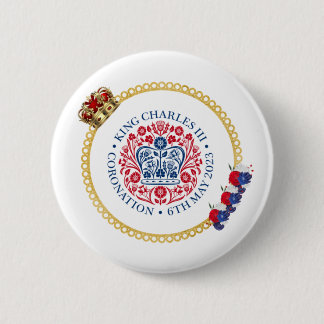 King Charles III Crown Coronation Badge 2 Inch Round Button