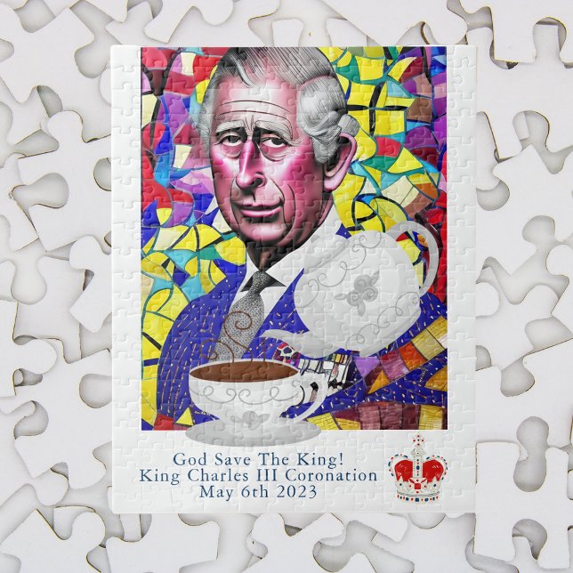 King Charles III Fun Custom Text Coronation Party  Jigsaw Puzzle (Creator Uploaded)