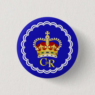 King Charles III Monogram and Crown 1 Inch Round Button
