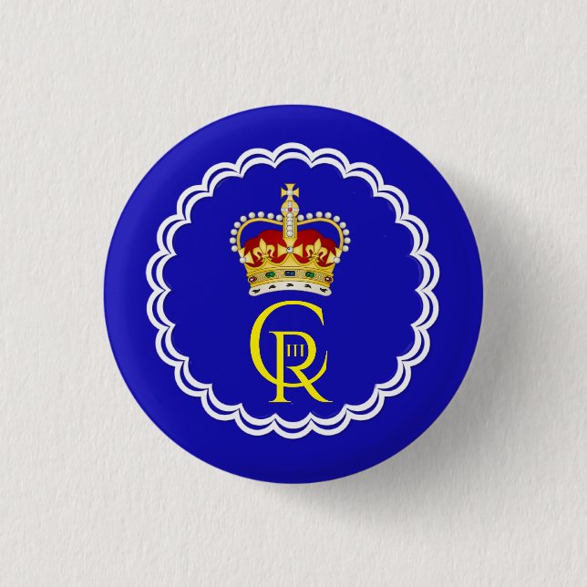 King Charles III Monogram and Crown  3 Cm Round B 1 Inch Round Button (Front)