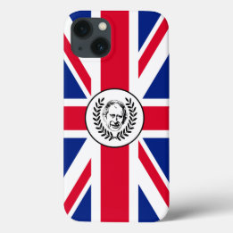 King Charles III on British Union Jack Flag iPhone 13 Case