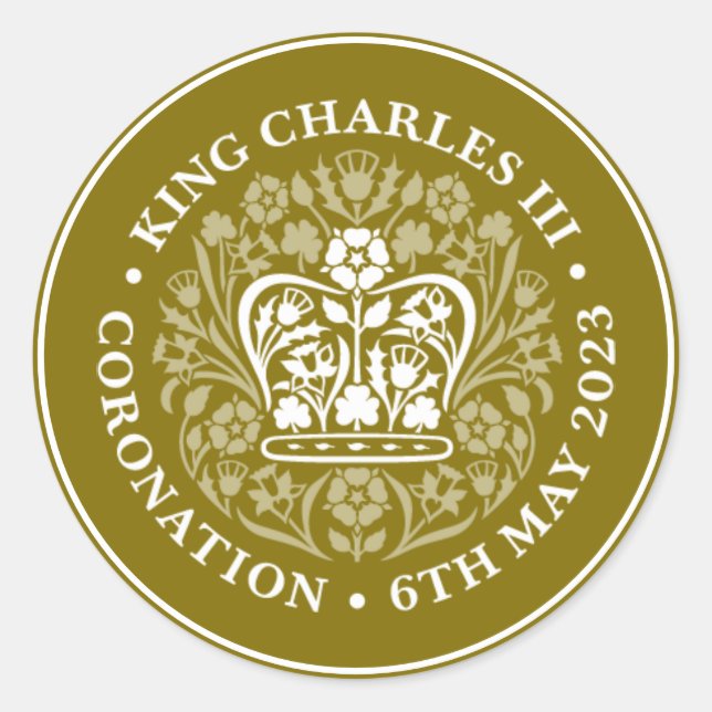 King Charles III Royal UK Coronation Emblem Logo Classic Round Sticker (Front)
