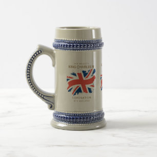 King Charles III Union Jack Flag Beer Stein