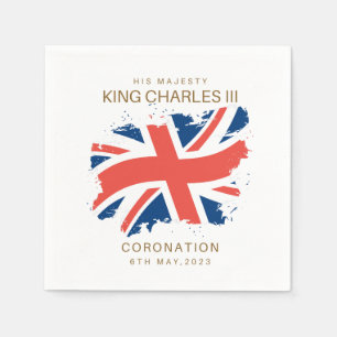 King Charles III Union Jack Flag Napkin