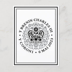 King Charles III Welsh Coronation Emblem Logo Postcard