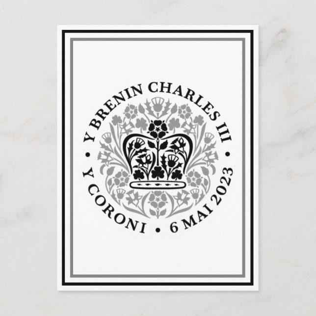 King Charles III Welsh Coronation Emblem Logo Postcard (Front)