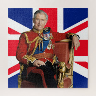 King Charles III with British flag Jigsaw Puzzle