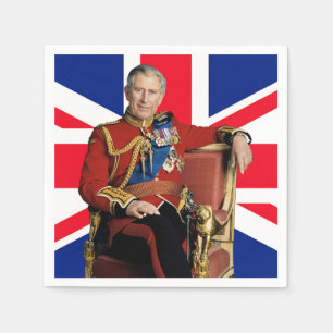 King Charles III with British flag Napkin