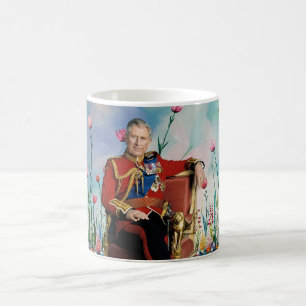King Charles III with Spring Garden Background Coffee Mug