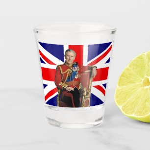 King Charles Patriotic British Christmas  Shot Glass