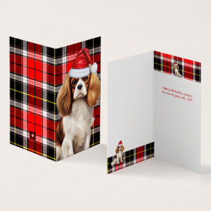 King Charles Spaniel with Plaid Christmas Holiday