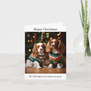 King Charles Spaniels in Christmas Jumpers Card