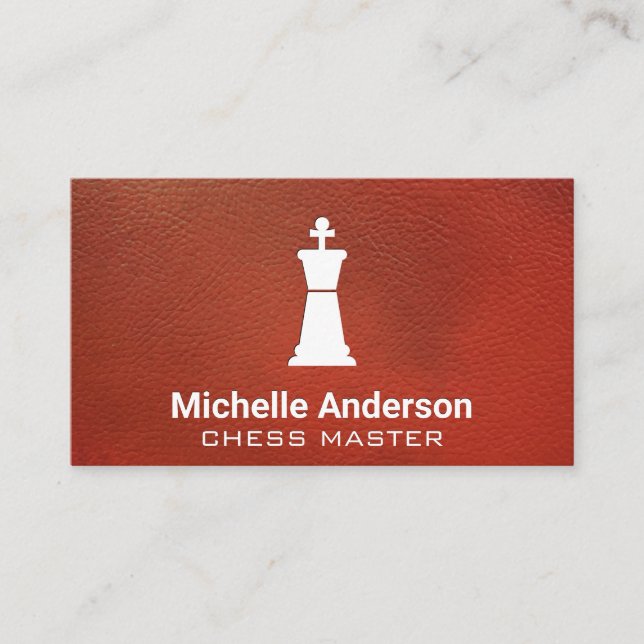 King Chess Piece | Leather Texture Business Card (Front)