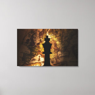 King chess piece on old world map canvas print