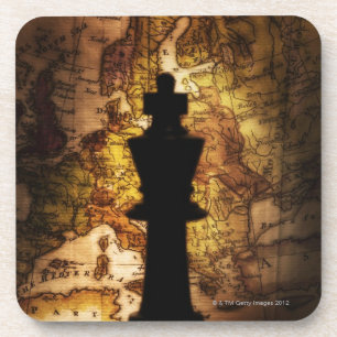 King chess piece on old world map coaster