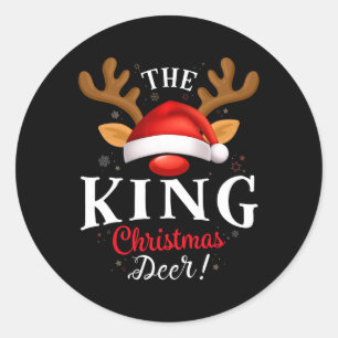 King Christmas Deer Pjs Xmas Family Matching Classic Round Sticker