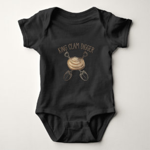 King Clam Digger Beach Shell Digging Ocean Baby Bodysuit