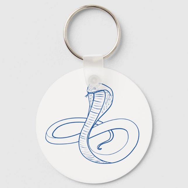 King Cobra Snake Blue Boa Venomous  Keychain (Front)