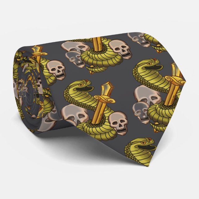 King Cobra Sword Family Crest  Tie (Rolled)
