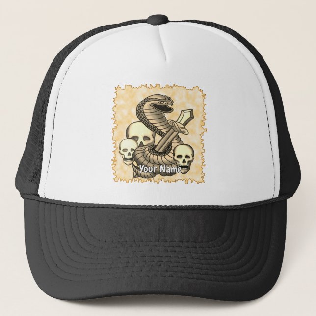 King Cobra Sword Skull  Trucker Hat (Front)