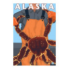 King Crab and Fisherman Vintage Travel Poster