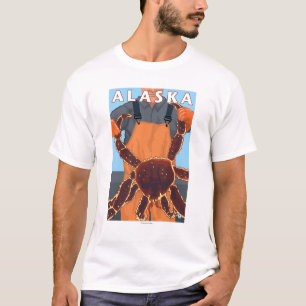 King Crab and Fisherman Vintage Travel Poster T-Shirt