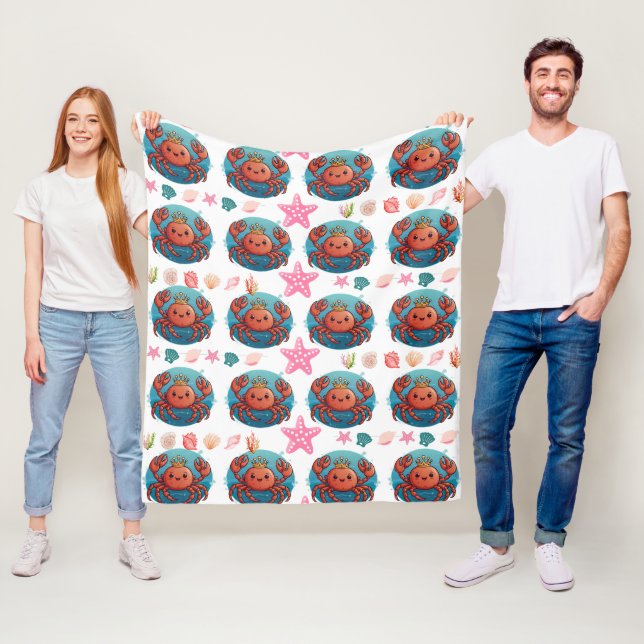 King Crab Princess Pattern Fleece Blanket (In Situ)
