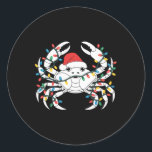 King Crab Santa Hat Christmas  Classic Round Sticker<br><div class="desc">King Crab Santa Hat Christmas</div>