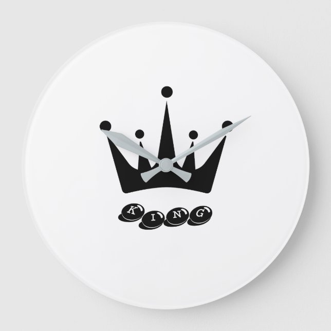 King Crown Design Acrylic Wall Grey Hands Decor Large Clock (Front)