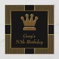 King Crown Mans Black Gold Birthday Party