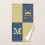 King Crown Pickleball 3D Monogram    Hand Towel<br><div class="desc">You'll be a winner with this special towel -- truly makes him the king of the court -- Blue and Gold, with a crown of course, and a 2-tone 3D Monogram. Would also make a wonderful gift for the pickleball enthusiastic. Any design questions, just send an email to charmdesignstudio@rcn.com and...</div>