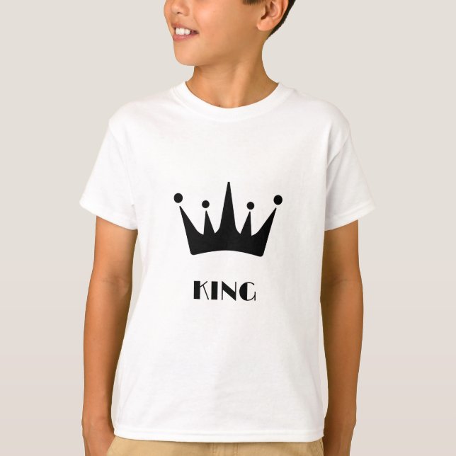 KING Custom Text Black Colour Crown Kids Basic  T-Shirt (Front)