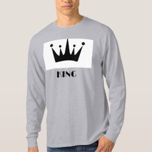 King Custom Text Crown Image Grey Long Sleeve T-Shirt
