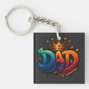 King Dad Crown Graffiti Crowned with Love & Pride Keychain