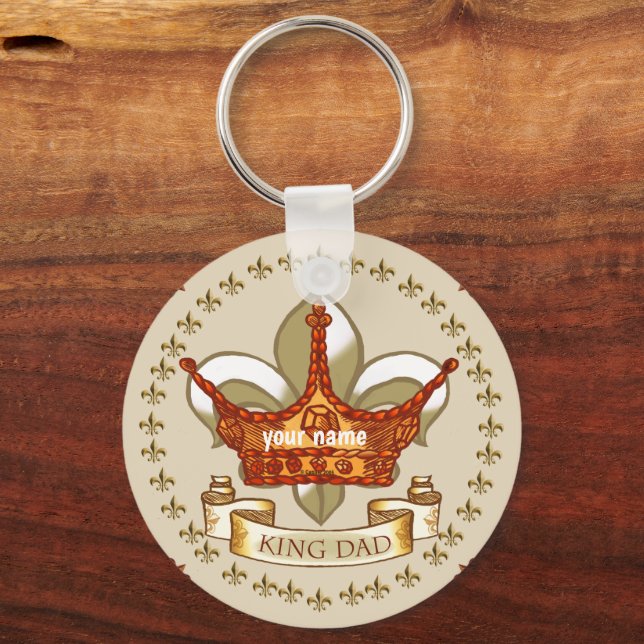 King Dad Royal Crown custom name Keychain (Front)