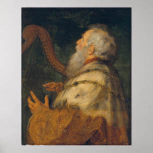 King David Playing the Harp Poster
