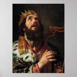'King David Playing the Harp' Poster
