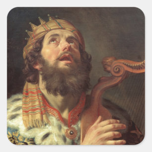 King David Playing the Harp Square Sticker