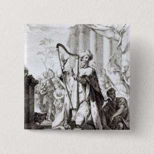 King David Playing the Lyre 2 Inch Square Button