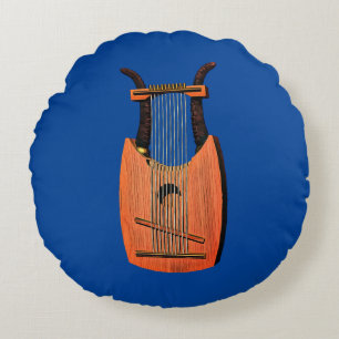 King David's Harp Round Pillow