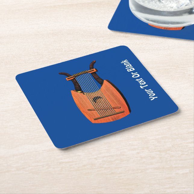 King David's Harp Square Paper Coaster (Angled)