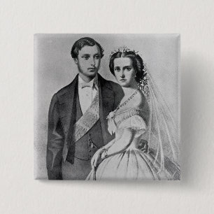 King Edward and Queen Alexandra 2 Inch Square Button