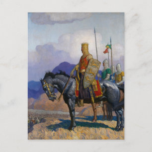 King Edward Views The Battle c. 1921 by N.C. Wyeth Postcard