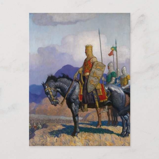 King Edward Views The Battle c. 1921 by N.C. Wyeth Postcard (Front)